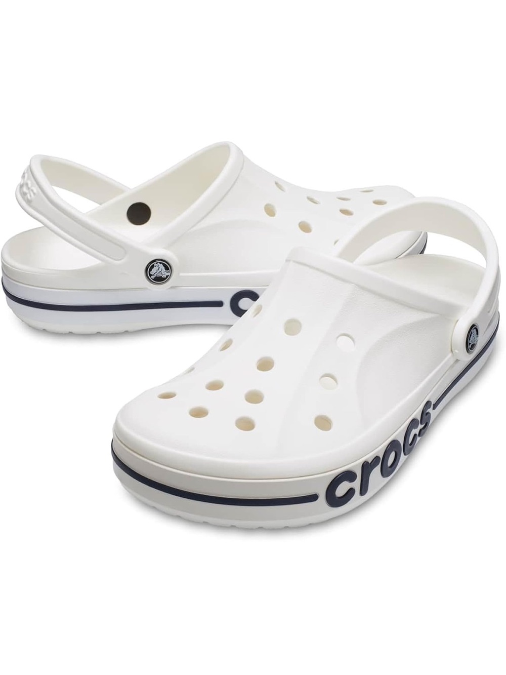 Crocs Bayaband Logo Classic Clog Shoes White Womens size 8 Unisex Adult Comfort